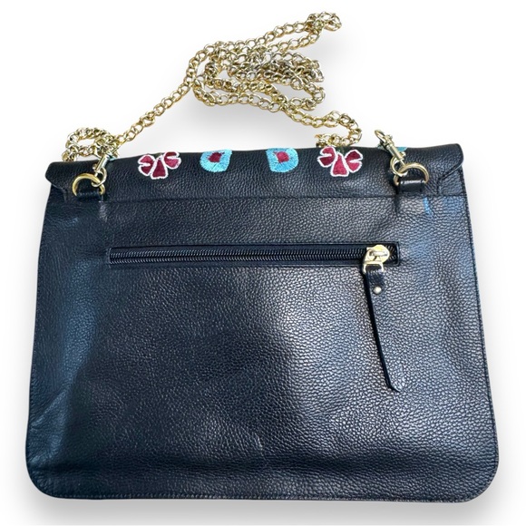 ❤️💗❤️ Tannino Cuervo Embroidered Leather Envelope Clutch Removable Gold Chain - Picture 5 of 9